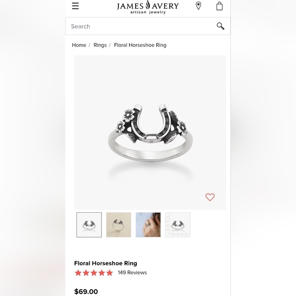 Silver Horseshoe Ring with Floral Accents - Picture 6 of 6